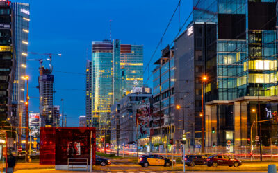 Evening colors and shapes of central Warsaw